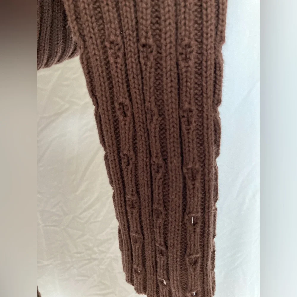 Vertical Design brown double zip knit jacket sweater rib knit construction ☆♡☆♥︎ - Picture 7 of 9